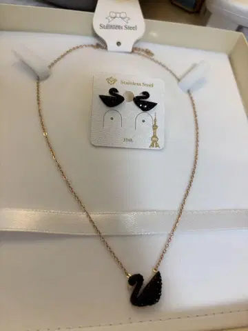 백조 모티브 목걸이 귀걸이 세트