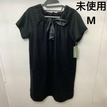 [ 정가 6500엔 ] 새상품 택 포함 블랙 리본 포함 무릎 기장 원피스