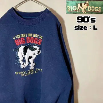 90s~ BIG DOGS 맨투맨 헤비웨이트 두꺼운 원단 개 애니멀 네이비