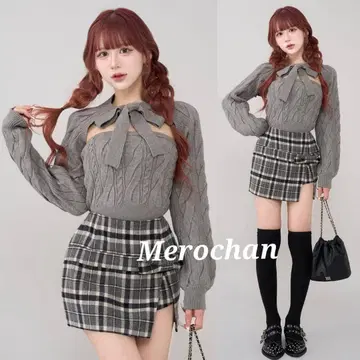 [ 새상품 ] 다리치 케이블 앙상블 니트탑 그레이
