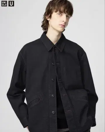 사이즈 XL UNIQLO U 오버사이즈 컬러 데님 자켓 블랙