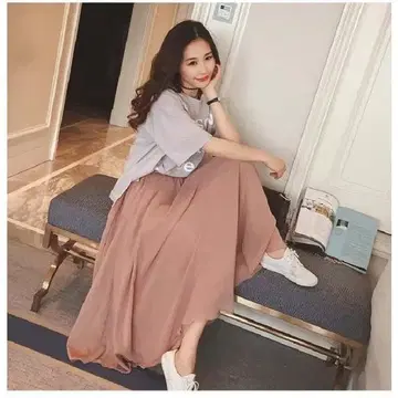 맥시 스커트 플리츠 스커트 플레어 스커트
