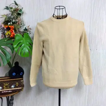 UNIQLO 베이지 크루넥 긴팔 니트 스웨터 M 남성용