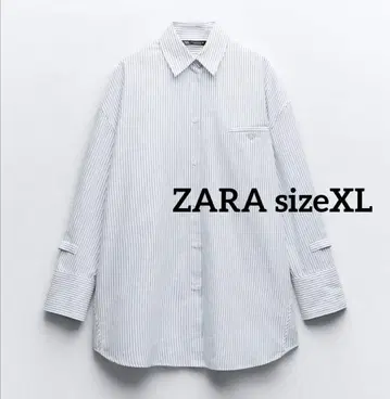택 포함 새상품 ZARAsizeXL 오버 사이즈 스트라이프 코튼 셔츠