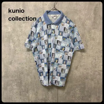 # kunio collection 상의 피케 셔츠 올 패턴 고양이
