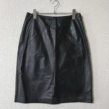 FAVRILE/블랙 가죽 스커트 앞 슬릿 허리 67
