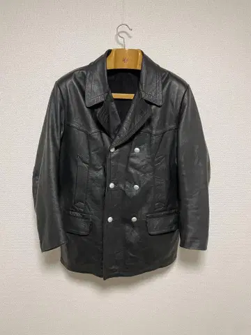 60s 독일 경찰 가죽 카 코트 자켓