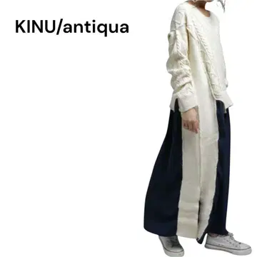 KINU/antiqua 이소재 레이어드 원피스 블랙 새상품급