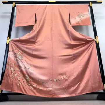 츠케사게 금채 동백 작약 간제수 흐르는 물 살몬 핑크 포멀 NK-1169
