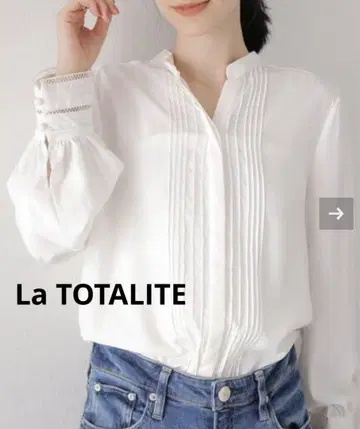 라토타리테 레이스 커프스 턱 셔츠 화이트