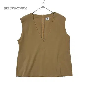 6(ROKU) V NECK BACK ZIP NO SLEEVE BLOUSE