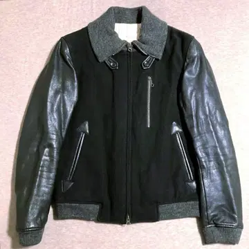 [ 새상품급 ] 히로미치 나카노 시어링 가죽 자켓 싱글 바시티 자켓 블랙