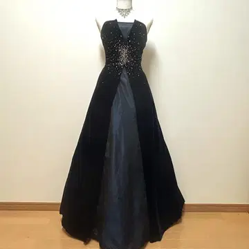 쥬네비비안*벨벳 블랙 롱 드레스