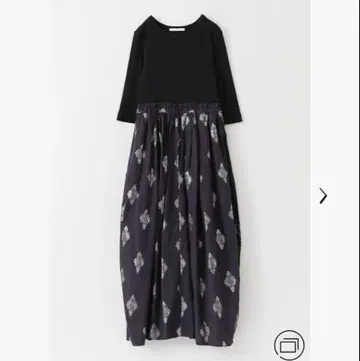 COTTON LINEN FOIL PRINT RIB COMBI DRESS