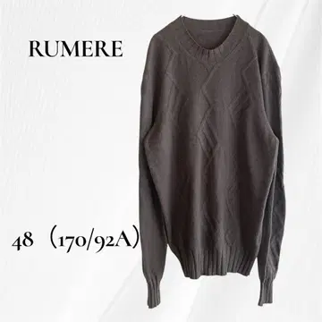 RUMERE 캐시미어 100% 니트 스웨터 V넥 M 그레이 남성용