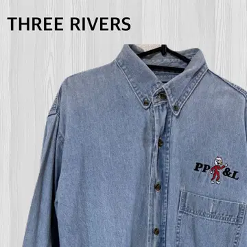 THREE RIVERS 데님 셔츠 PP&L 자수 M 사이즈