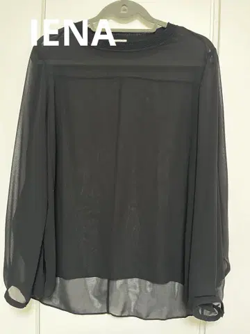 IENA 시어 쉬폰 리브넥 블라우스 블랙