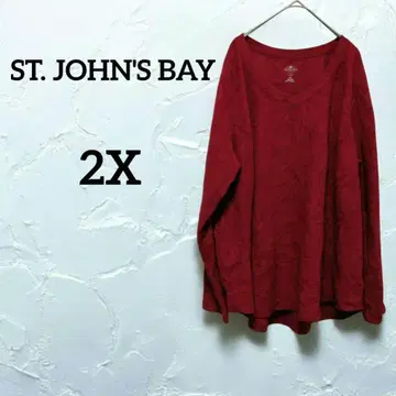 ST. JOHN'S BAY 빨간색 [ 2X ] 긴팔 상의 2X 루즈핏