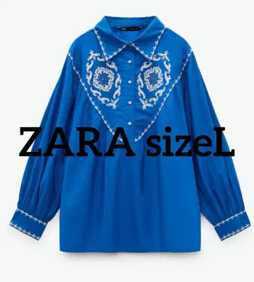 새상품 택 없음 ZARAsizeL 비즈 자수 풀오버 셔츠 자수