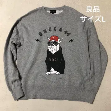 BUCCA44 로고 맨투맨 트레이닝복 그레이 사이즈 L 고품질