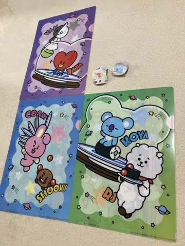 BTS 쿠라스시 BT21 클리어 파일 캔뱃지 KOYA RJ MANG