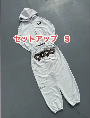 90 Logo Flower Sweat Pants x Zip Hoodie