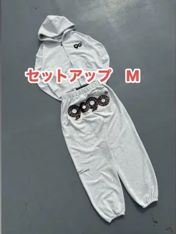 90 Logo Flower Sweat Pants x Zip Hoodie