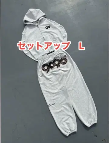 90 Logo Flower Sweat Pants x Zip Hoodie