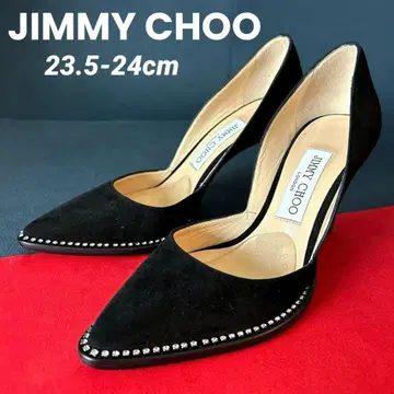 JIMMY CHOO 지미추 스톤 부착 스웨이드 펌프스 블랙