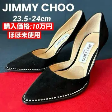 JIMMY CHOO 지미추 스톤 부착 스웨이드 펌프스 블랙