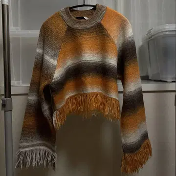 ZARA 크롭 니트 탑 숏 기장 프린지