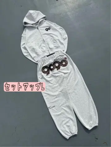 90 로고 플라워 집업 셋업