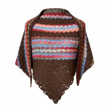 손뜨개질 스톨 브라운 컬러풀