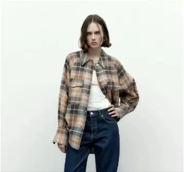 ZARA 체크 무늬 긴팔 셔츠 M