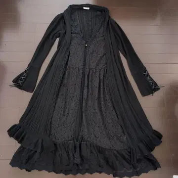 액시즈 베스트 부착 롱 니트 가디건