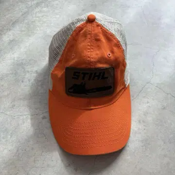 STIHL 기업 로고 VINTAGE 메쉬 캡 오렌지 x 화이트