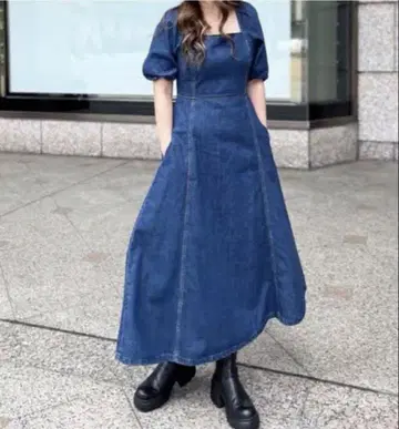 ZARA 데님 퍼프 슬리브 원피스 M 사이즈