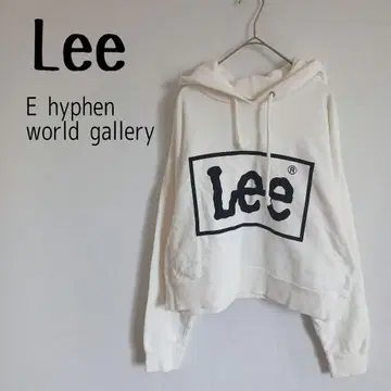 [리 LEE] 후드 맨투맨 풀오버 빅 로고 숏 기장 화이트