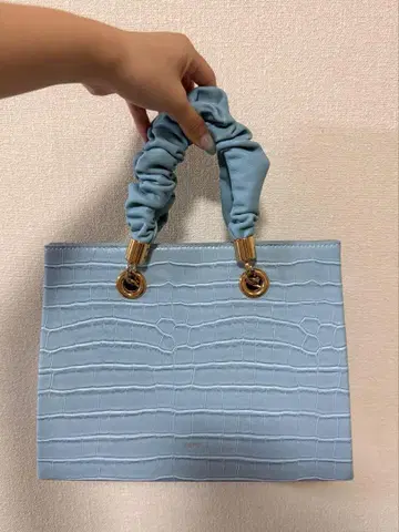 JW PEI 스카이블루 블루 크로커다일풍 핸드백