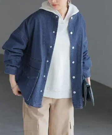 하그유 노카라 데님 자켓