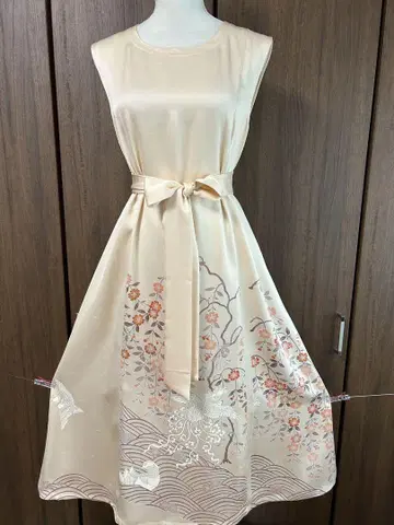 기모노 리메이크 호몬기 순수 실크 원피스 꽃무늬