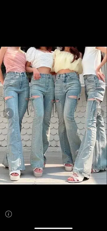 RESEXXY 리젝시 컷 아웃 리본 데님 팬츠 컷 데님