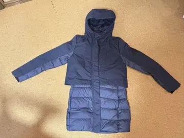 adidas 후드 부착 다운 자켓 네이비