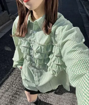최종 가격 인하 CIAOPANIC 프릴 도킹 오버 셔츠 시어