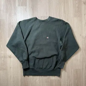 90s 리버스 위브 L 그린 USA제 자수 택 무지 빈티지