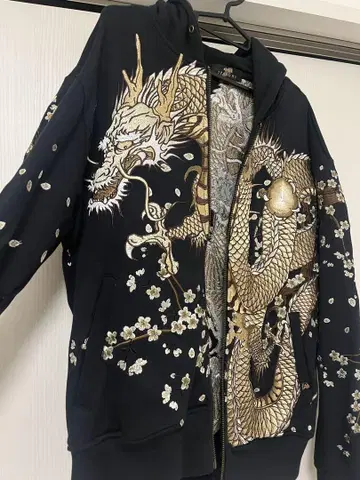ITADAKI 드래곤 자수 풀 집업 후드티