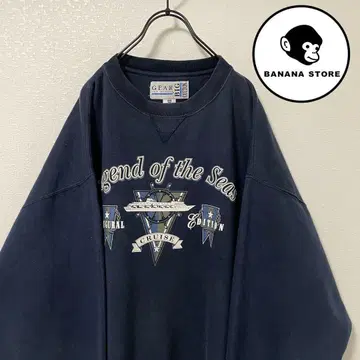 90s 헤비웨이트 빈티지 맨투맨 프린트 네이비 앞V