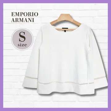 새상품급 엠포리오 아르마니 티셔츠 화이트 S 리브 7부 소매 고급 디자인