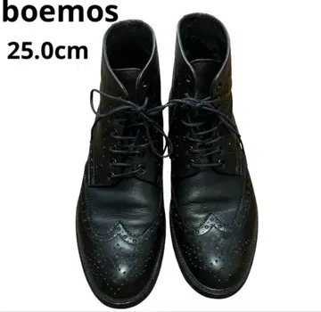 boemos 보에모스 천연 가죽 가죽 레이스업 부츠 윙팁 25