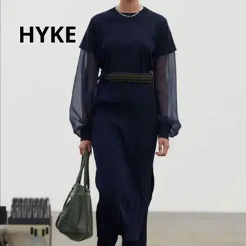 하이크 HYKE 시어 슬리브 니트 네이비